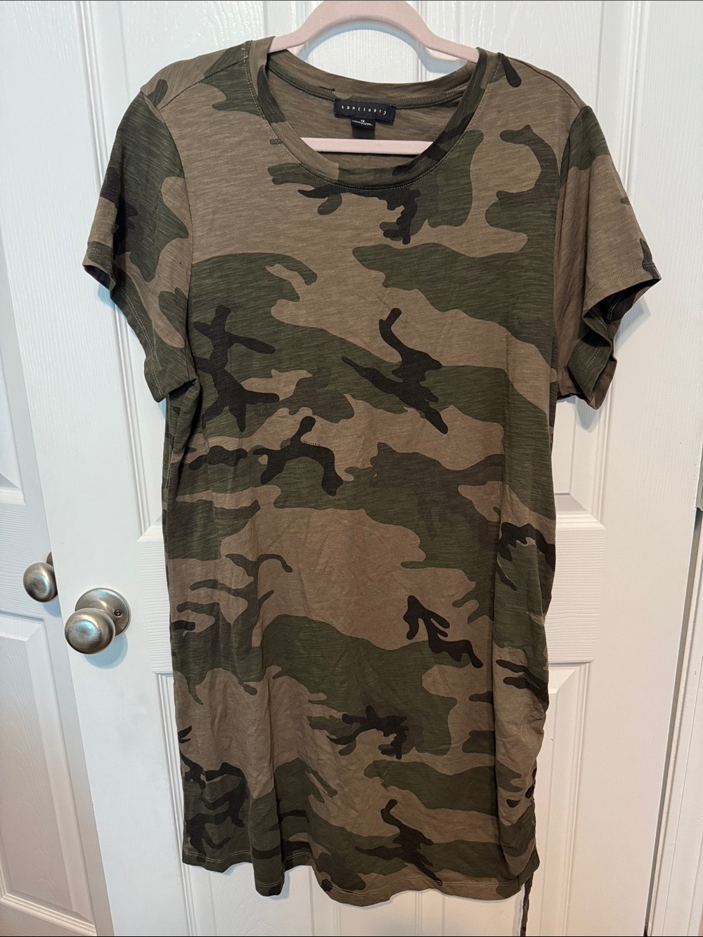 Sanctuary Camo Print Midi Dress in Olive and Dark Green